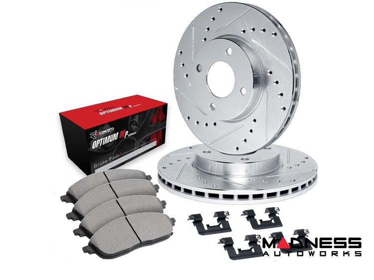 R1 Concepts® WGVH1-54098 - ELINE Series Drilled And Slotted Front Brake Kit With Performance Off-Road/Tow Brake Pads - View #4